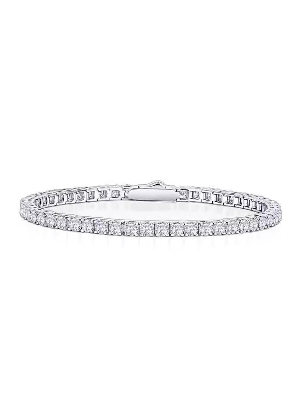 S925 Sterling Silver Moissanite Tennis Bracelet 6.7" Diamond-Like Sparkle